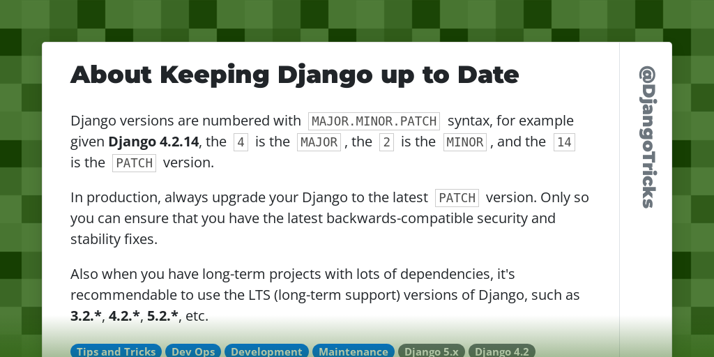 About Keeping Django up to Date