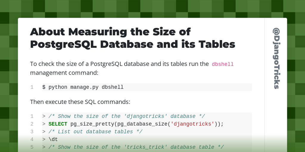 About Measuring the Size of PostgreSQL Database and its Tables