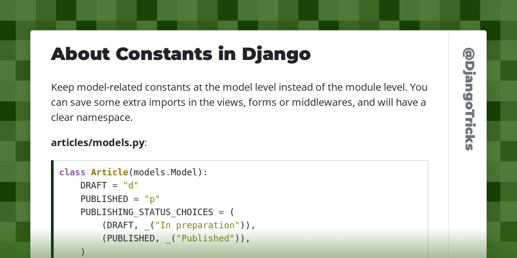 About Constants in Django