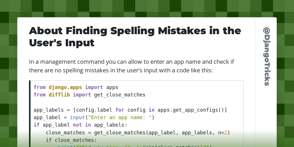 About Finding Spelling Mistakes in the User's Input