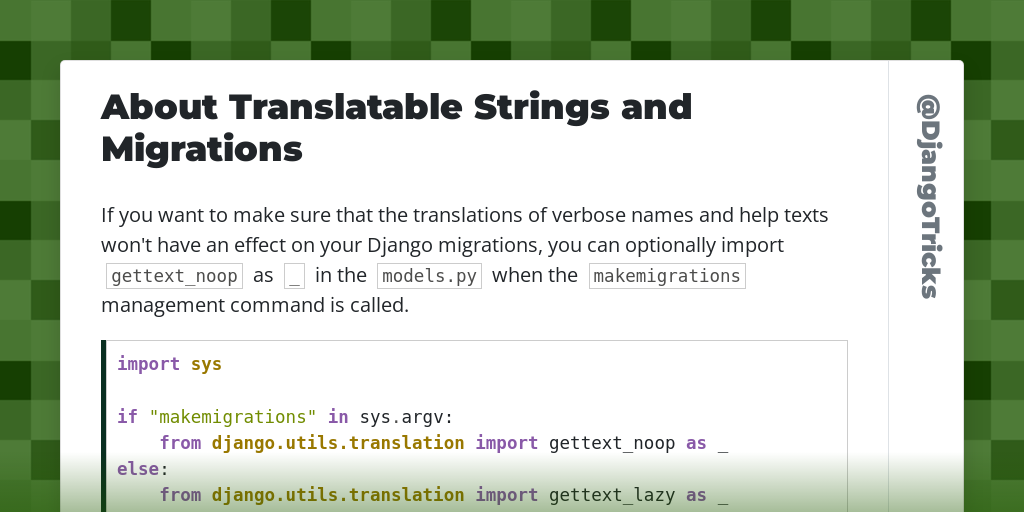 About Translatable Strings and Migrations