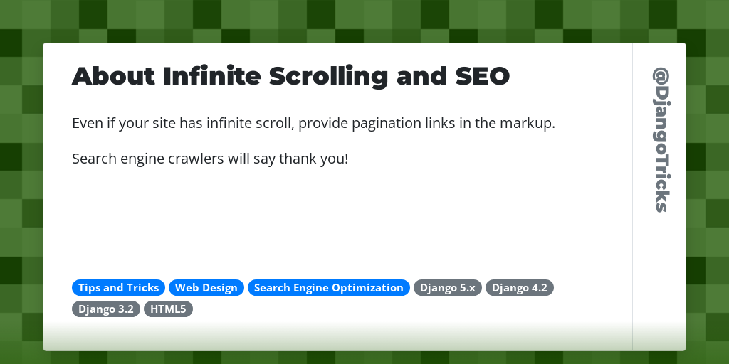 About Infinite Scrolling and SEO