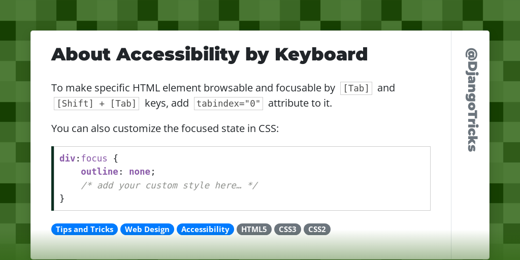 About Accessibility by Keyboard