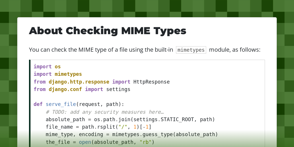 About Checking MIME Types