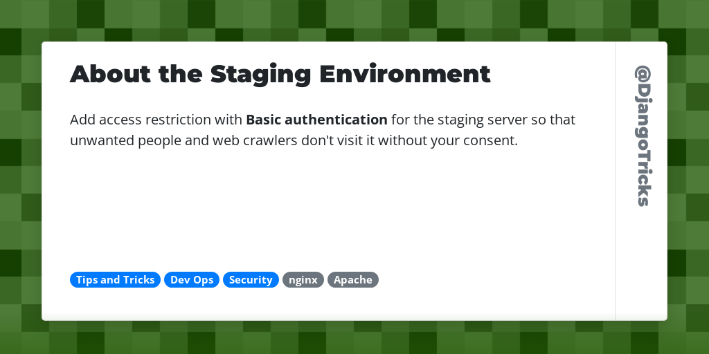 About the Staging Environment