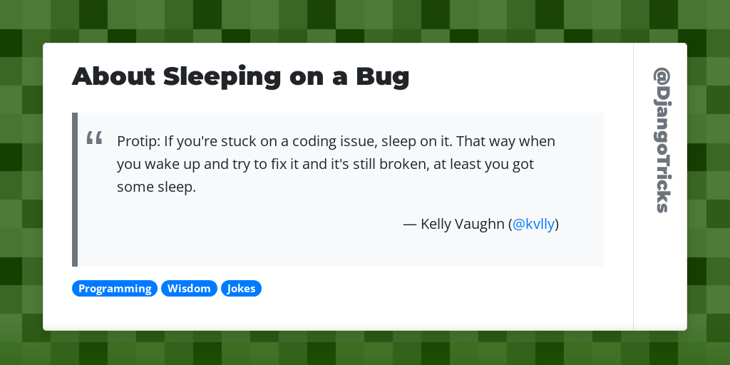 About Sleeping on a Bug