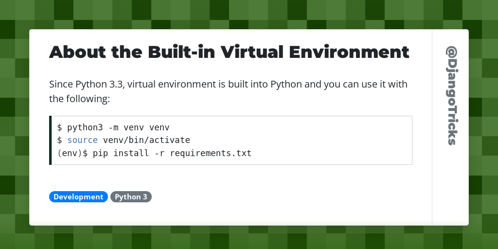 About the Built-in Virtual Environment