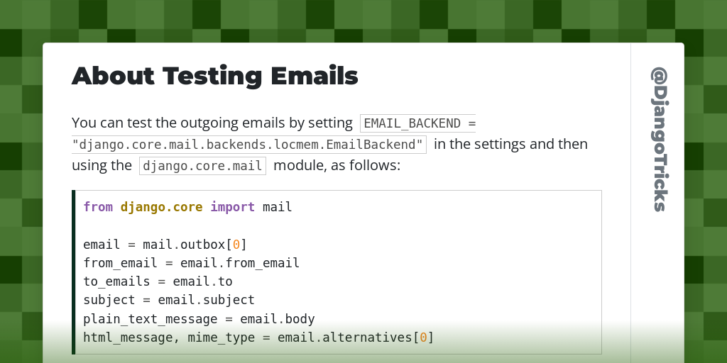 About Testing Emails