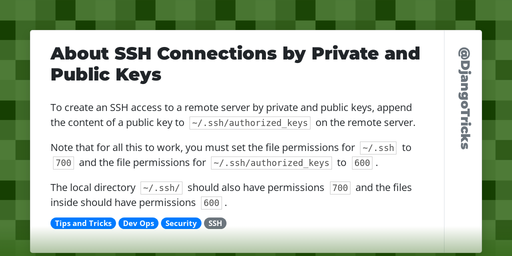 About SSH Connections by Private and Public Keys