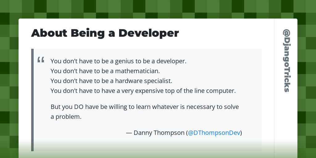 About Being a Developer