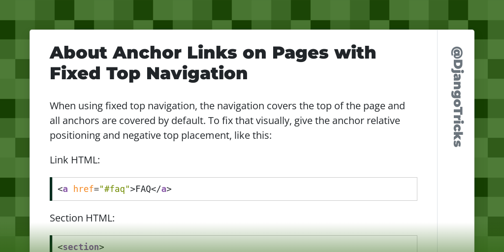 About Anchor Links on Pages with Fixed Top Navigation