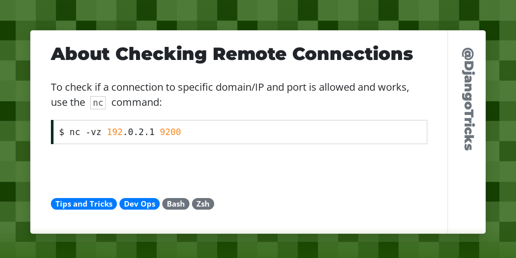 About Checking Remote Connections