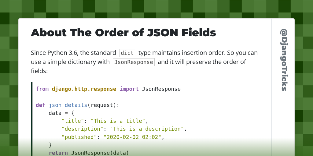 About The Order of JSON Fields