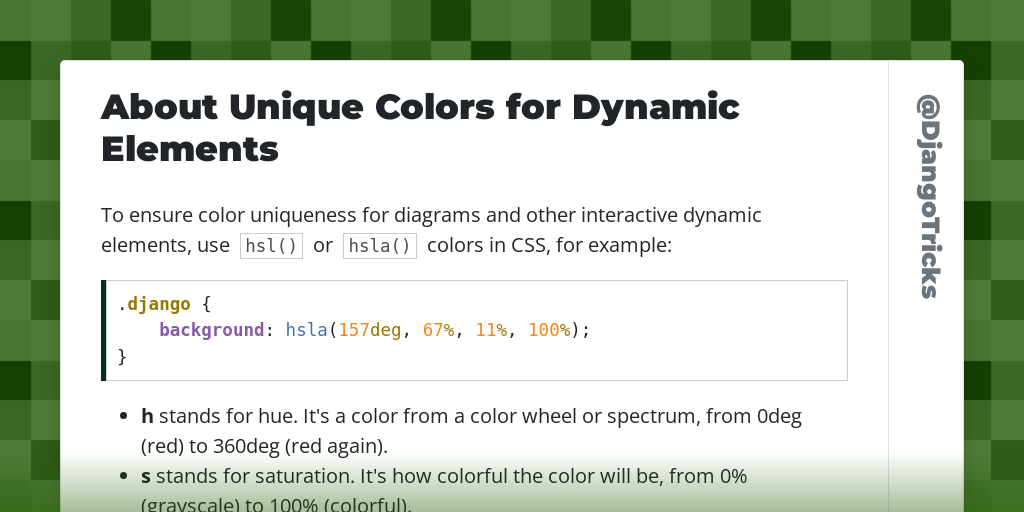 About Unique Colors for Dynamic Elements