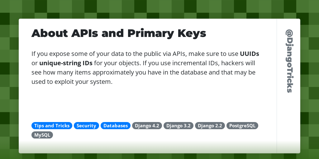 About APIs and Primary Keys