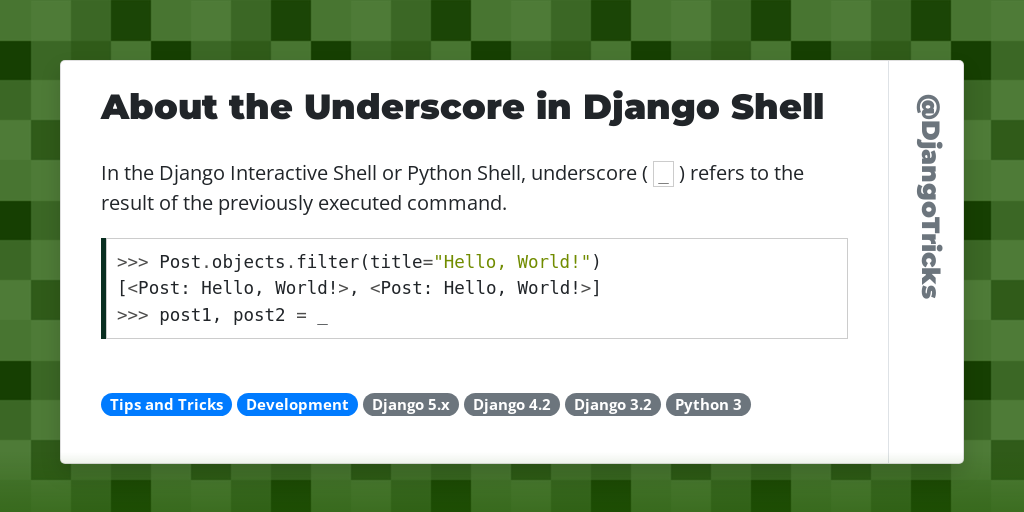 About the Underscore in Django Shell