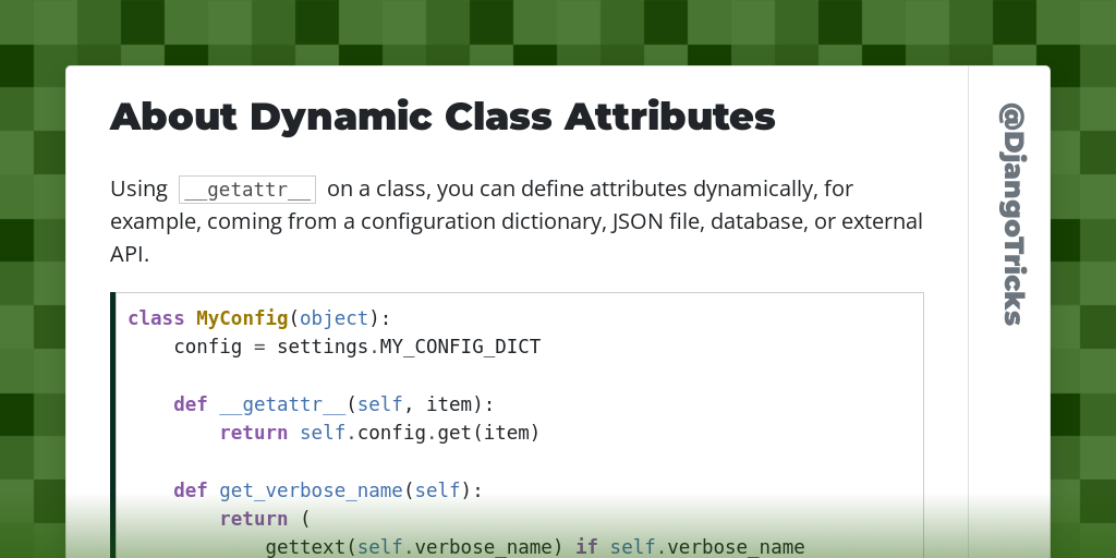 About Dynamic Class Attributes