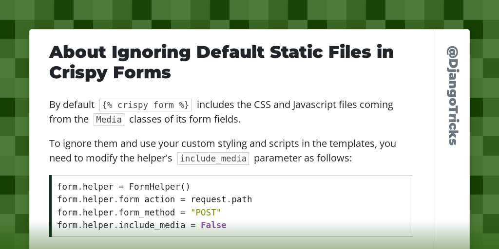 About Ignoring Default Static Files in Crispy Forms