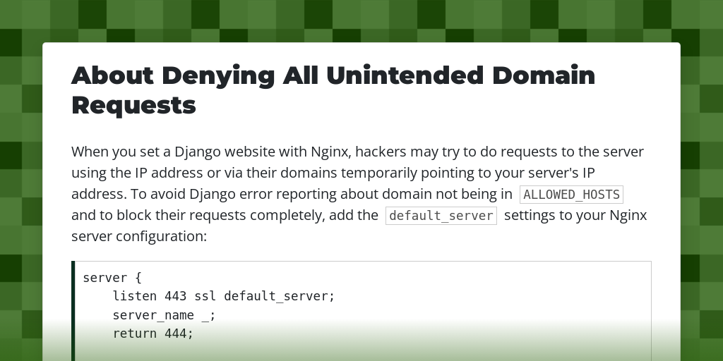 About Denying All Unintended Domain Requests