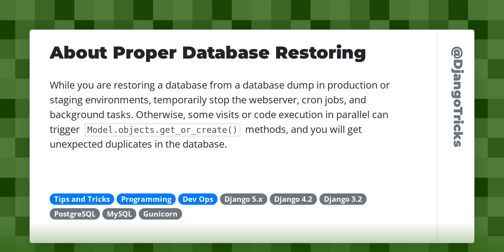 About Proper Database Restoring