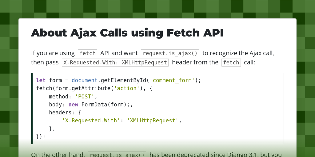 About Ajax Calls using Fetch API