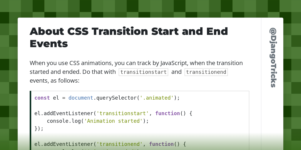 About CSS Transition Start and End Events