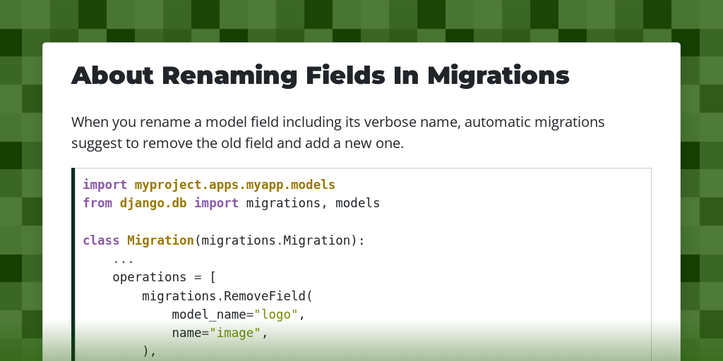 About Renaming Fields In Migrations