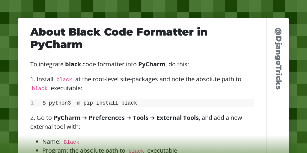 About Black Code Formatter in PyCharm