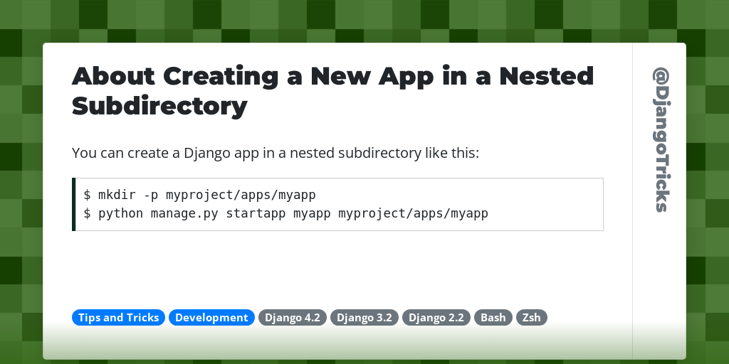 About Creating a New App in a Nested Subdirectory