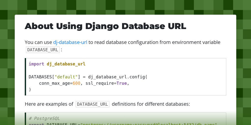 About Using Django Database URL