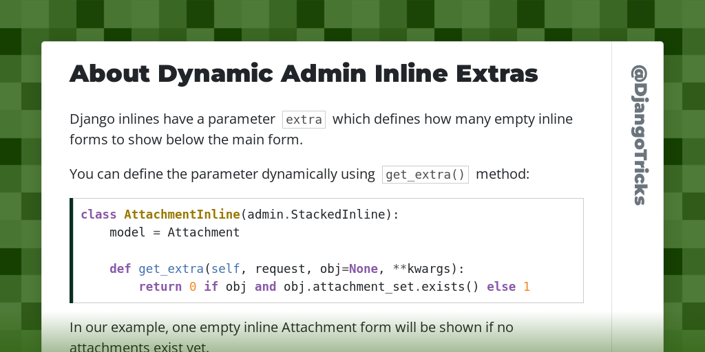 About Dynamic Admin Inline Extras