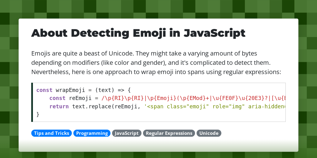 About Detecting Emoji in JavaScript