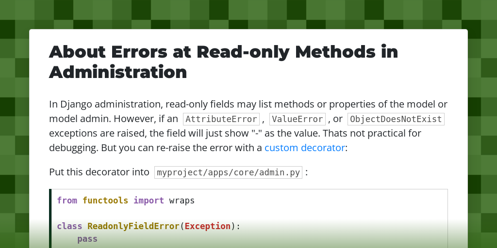 About Errors at Read-only Methods in Administration