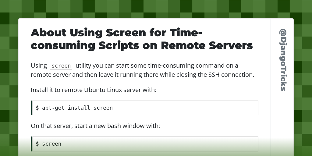 About Using Screen for Time-consuming Scripts on Remote Servers