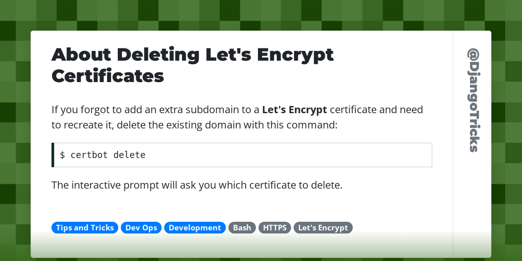 About Deleting Let's Encrypt Certificates