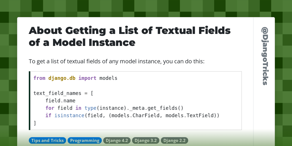 About Getting a List of Textual Fields of a Model Instance