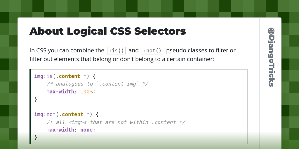 About Logical CSS Selectors