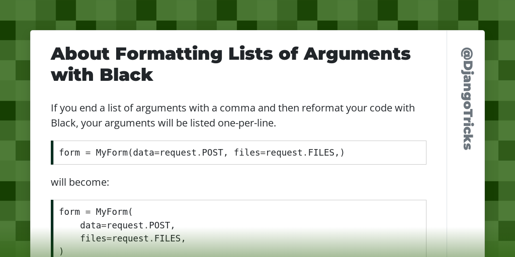  • About Formatting Lists of Arguments with Black