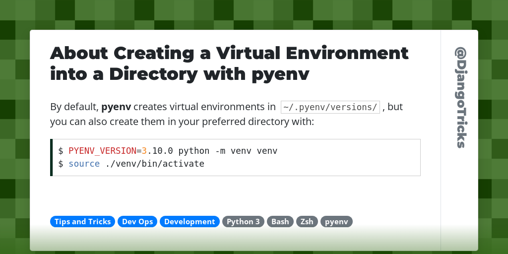 About Creating a Virtual Environment into a Directory with pyenv