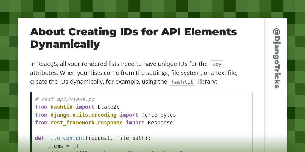 About Creating IDs for API Elements Dynamically