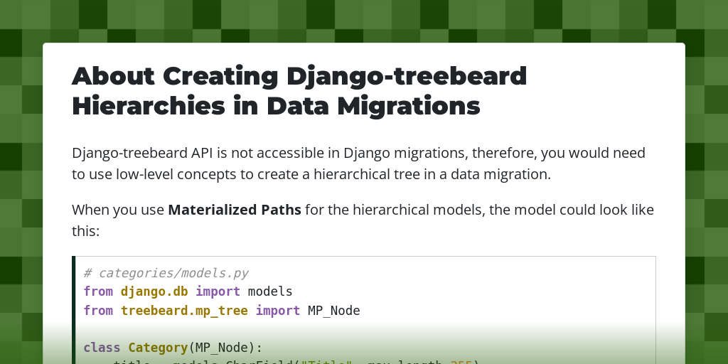  • About Creating Django-treebeard Hierarchies in Data Migrations