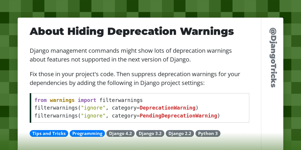 About Hiding Deprecation Warnings