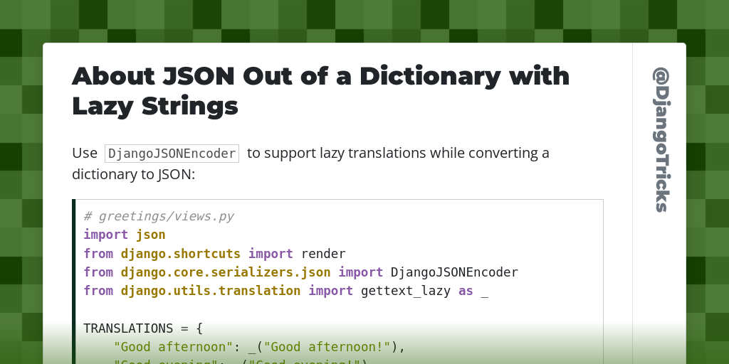 About JSON Out of a Dictionary with Lazy Strings