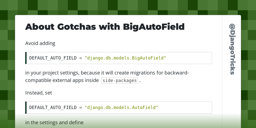 About Gotchas with BigAutoField
