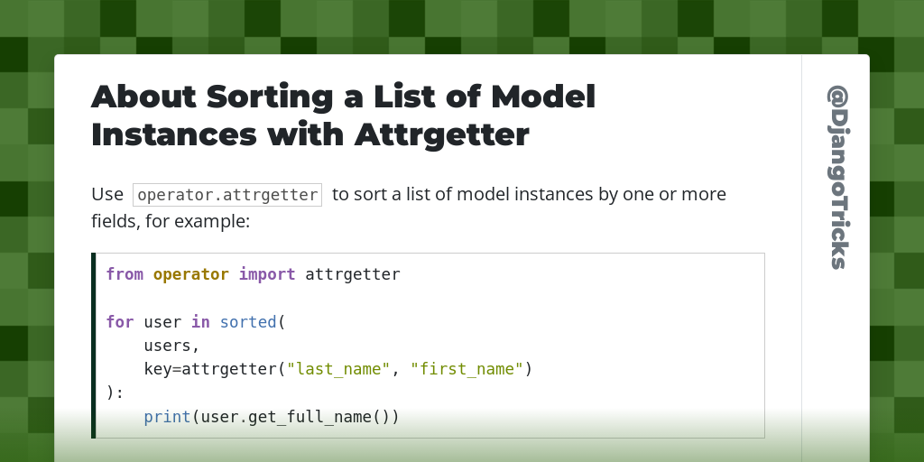 About Sorting a List of Model Instances with Attrgetter