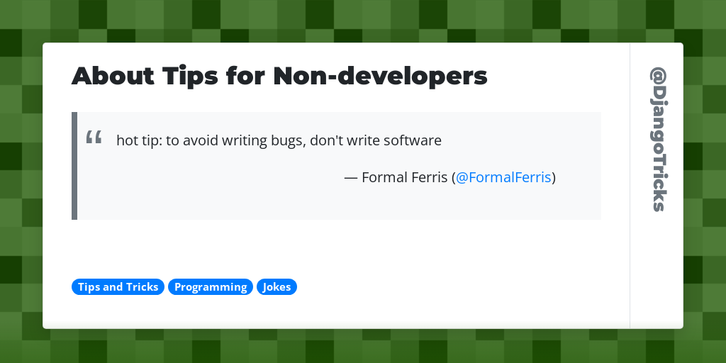  • About Tips for Non-developers