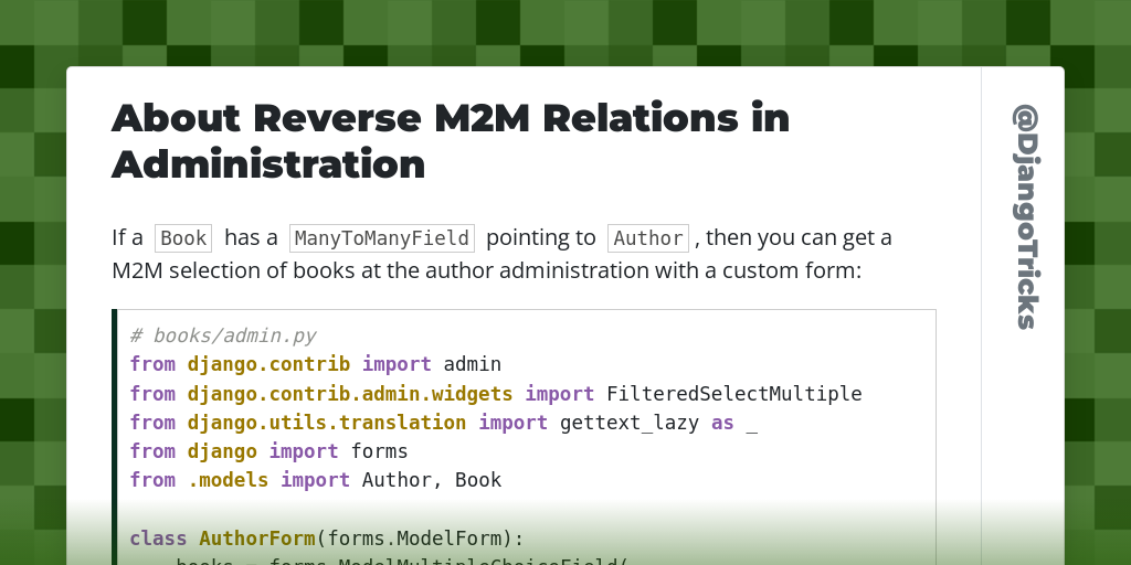 About Reverse M2M Relations in Administration