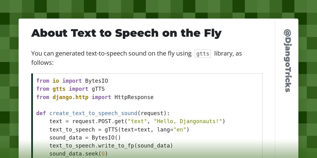 About Text to Speech on the Fly