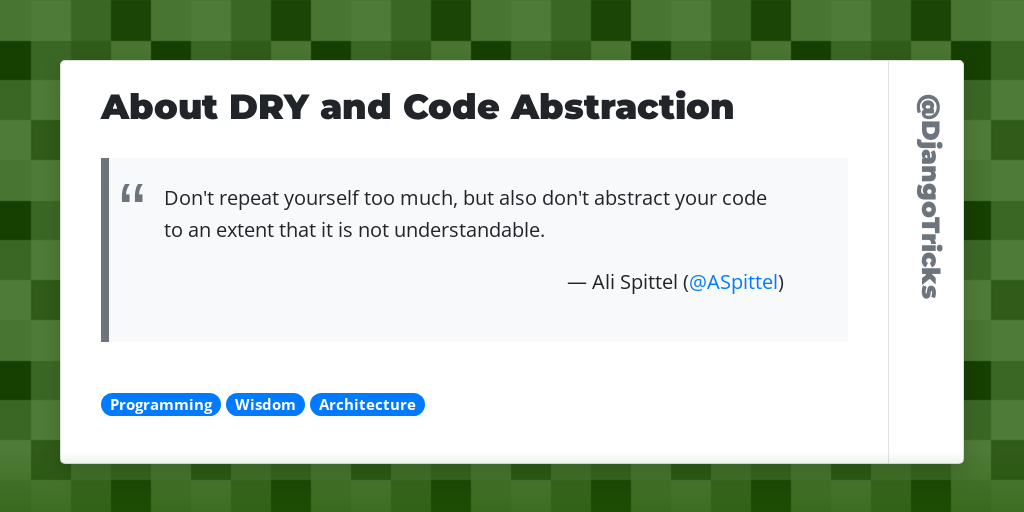 About DRY and Code Abstraction