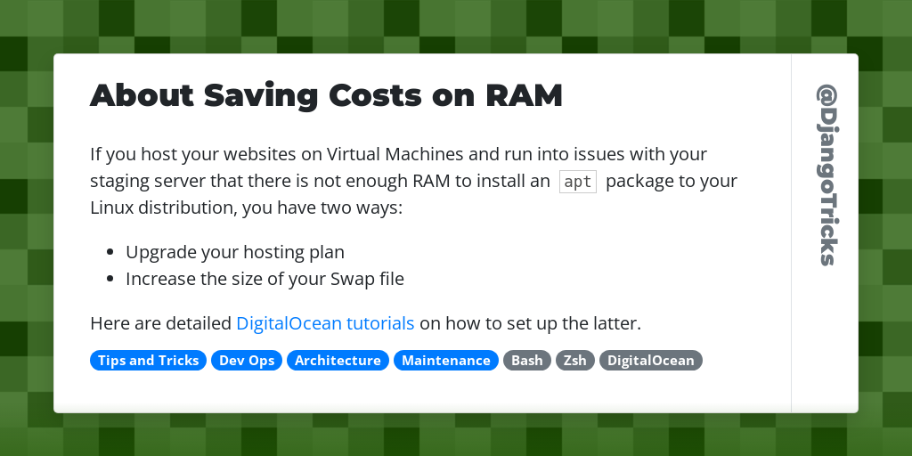 About Saving Costs on RAM